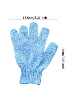 Generic 2pcs Exfoliating Gloves, Double Sided Bath Gloves, Skin Exfoliator for Body, Spa Massage Dead Skin Cell Remover, Shower Accessories for Women and Men Blue  - Image 2