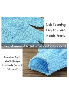 Generic 2pcs Exfoliating Gloves, Double Sided Bath Gloves, Skin Exfoliator for Body, Spa Massage Dead Skin Cell Remover, Shower Accessories for Women and Men Blue  - Image 5