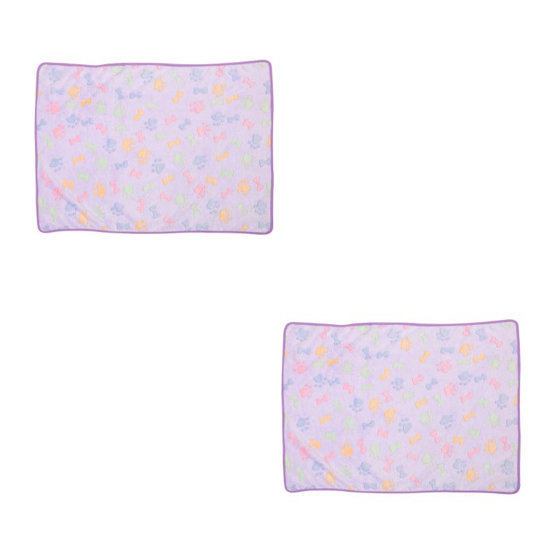 2 pcs Pet Carpet Coral Small Bone Printed Pet Dog Blanket Cushion Sleep Mat (104x76cm) - Image 1