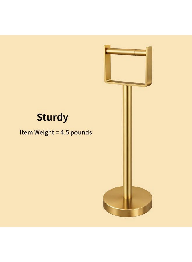 YUMORE Toilet Paper Holder Free Standing, Stainless Steel Toilet Paper Stand, Weighted Base Floor Tissue Roll Holder for Bathroom,Gold 200UP - Image 3