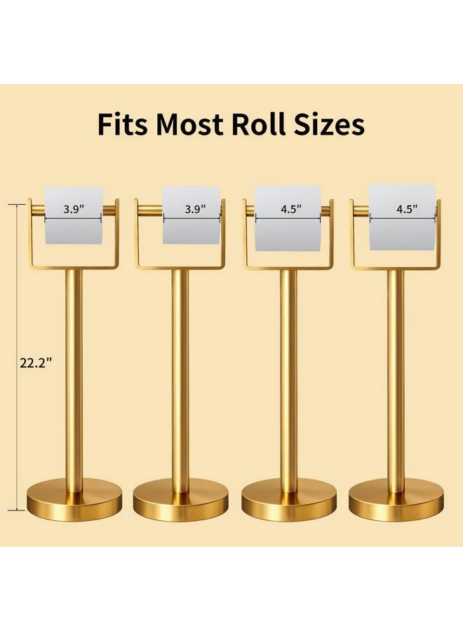 YUMORE Toilet Paper Holder Free Standing, Stainless Steel Toilet Paper Stand, Weighted Base Floor Tissue Roll Holder for Bathroom,Gold 200UP - Image 4
