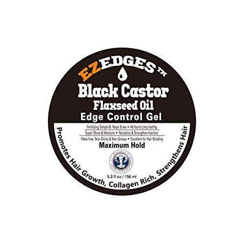 Hair Style EZEdges Edge Control Gel  Black Castor Flaxseed Oil 53oz