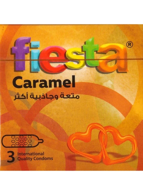 Fiesta Caramel Condoms - Dotted & Flavored -3 Pcs