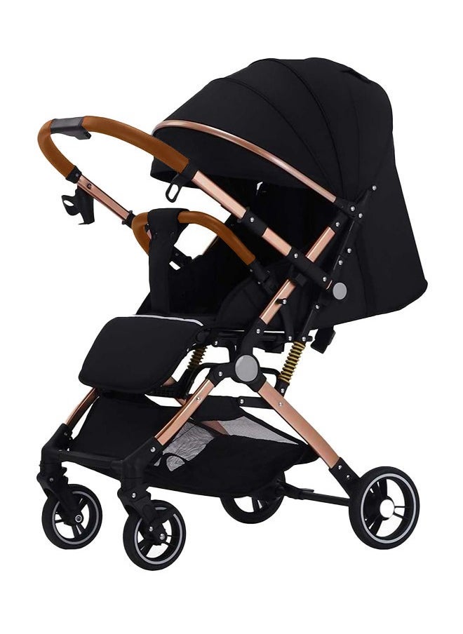 BABYCARA Reversible Baby Stroller For Travel With Wide Canopy, High Landscape Golden Frame, Big Basket One Touch Fold  - Image 1
