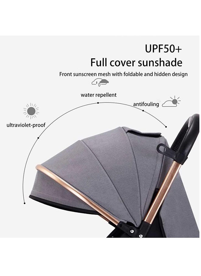 BABYCARA Reversible Baby Stroller For Travel With Wide Canopy, High Landscape Golden Frame, Big Basket One Touch Fold  - Image 5
