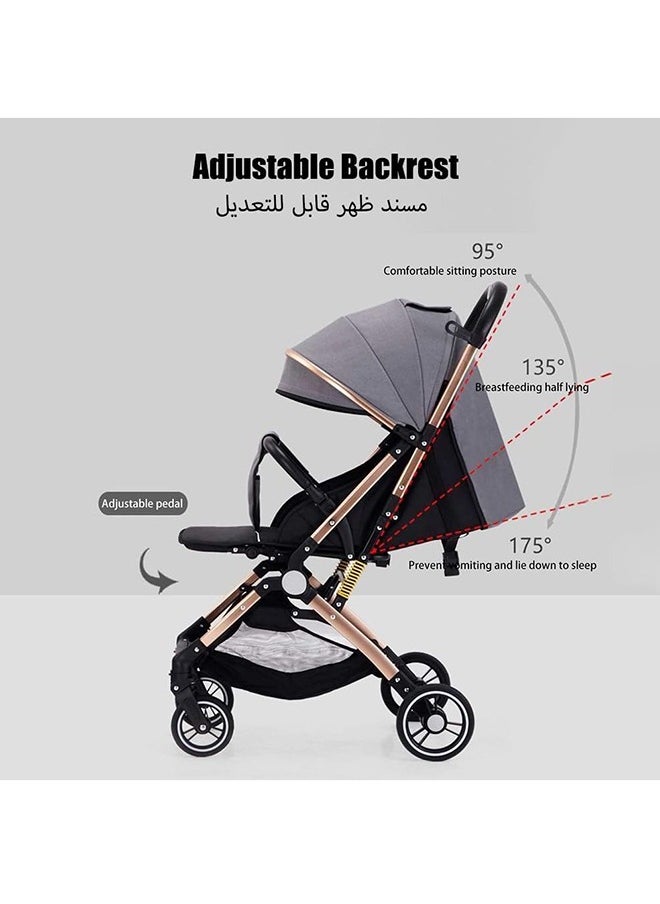 BABYCARA Reversible Baby Stroller For Travel With Wide Canopy, High Landscape Golden Frame, Big Basket One Touch Fold  - Image 3