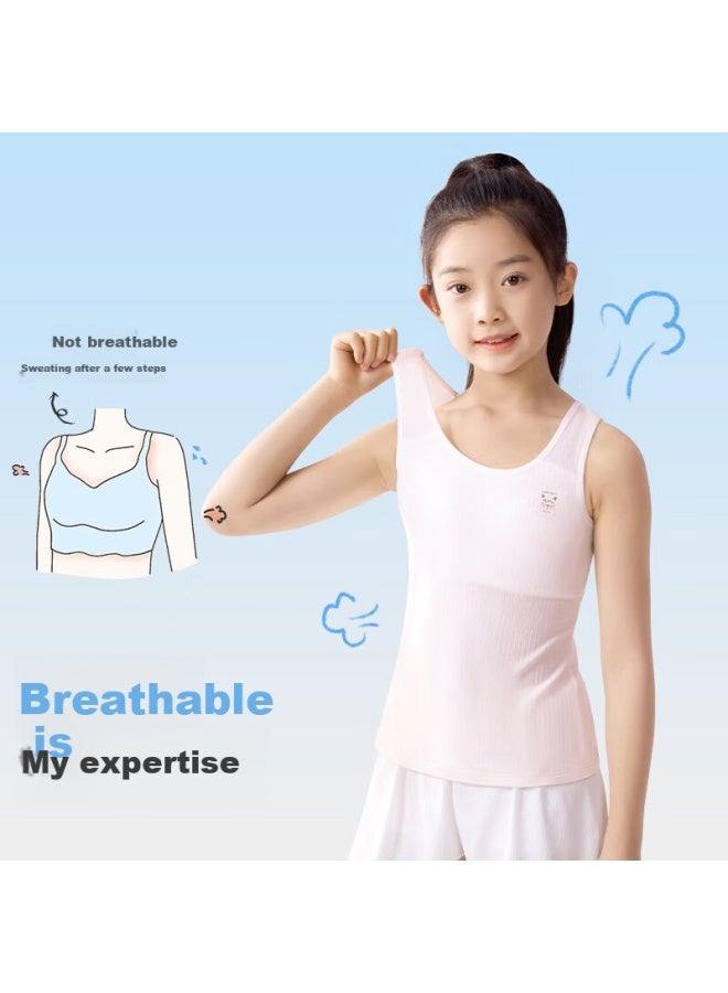 Long time companion Jiusuiban Children's Vest, Girls' Training Bra, Teenage Girls' Bra, Big Kids' Thin Mesh Breathable Vest, 2-in Long Vest - Image 1