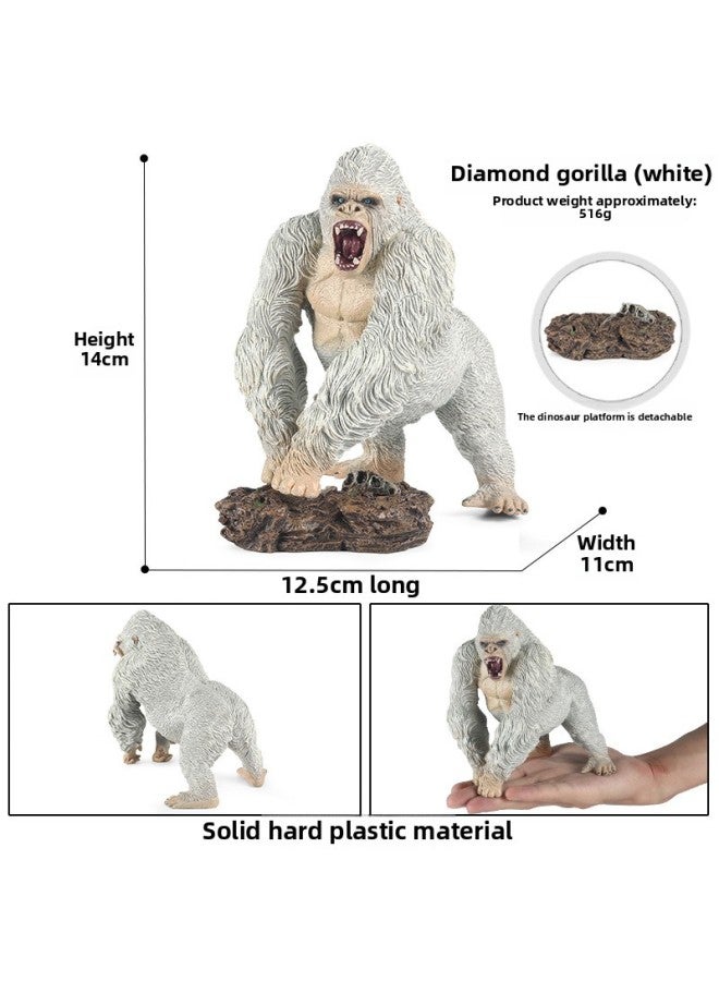 Prehistoric Behemoth King Kong Gorilla Simulation Animal Plastic Solid Model Tyrannosaurus Rex Children's Boys Toy-Color:CM Solid Albino Gorilla + Delivery Platform - Image 1