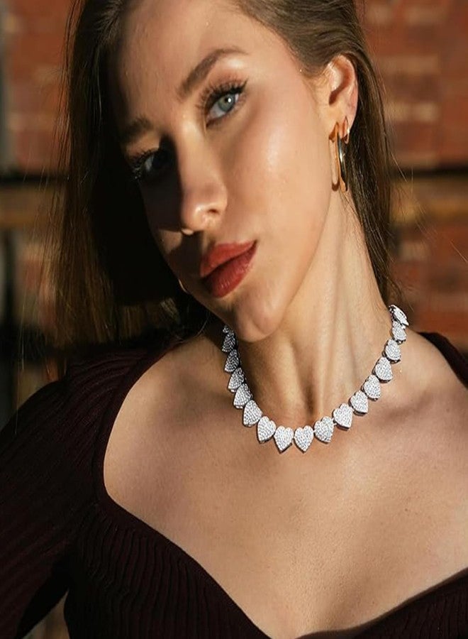 Zeffy Dainty Gold Heart Necklace for Women Trendy 14K Gold/Silver Plate Cute Heart Pendant Choker Necklaces Gold Love Heart Chain Necklace for Women Dainty Gold Jewelry Gifts for Women, 16", Brass, No - Image 2