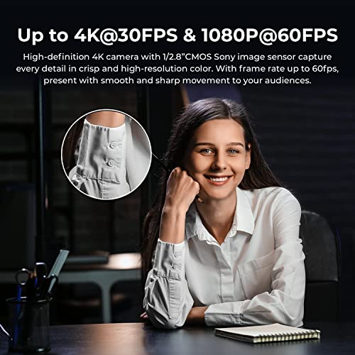 OBSBOT كاميرا ويب OBSBOT Meet المدعومة بالذكاء الاصطناعي بدقة 4K، إطار تلقائي وتركيز تلقائي، كاميرا ويب مع ميكروفون، تأثير ضبابي للخلفية، 60 إطار في الثانية، تصحيح الإضاءة المنخفضة HDR، وضع الجمال، كاميرا ويب للكمبيوتر، البث، المؤتمرات، الألعاب، إلخ. - Image 4