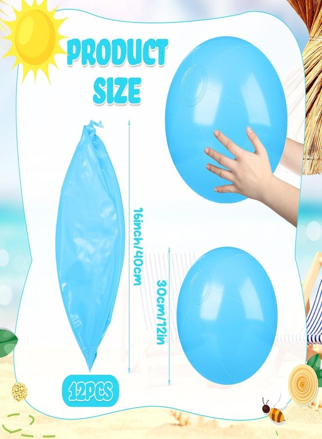 Raiten 12 Pcs Beach Ball Inflatable Beach Balls Large Inflatable Ball Floating Ball for Swimming Pool Party Favors Outdoor Activities Summer Birthday Party Supplies (Light Blue,12 Inch) - Image 2