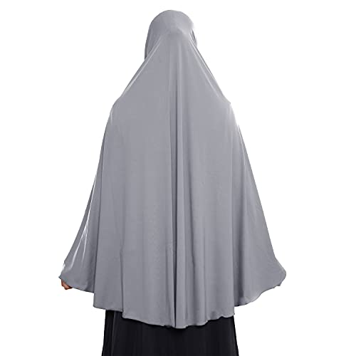 XINFU Women's High Stretch Hijab Muslim Arabian Long Milk Silk Purity Color Chiffon Hijab, Gray, Medium - Image 5
