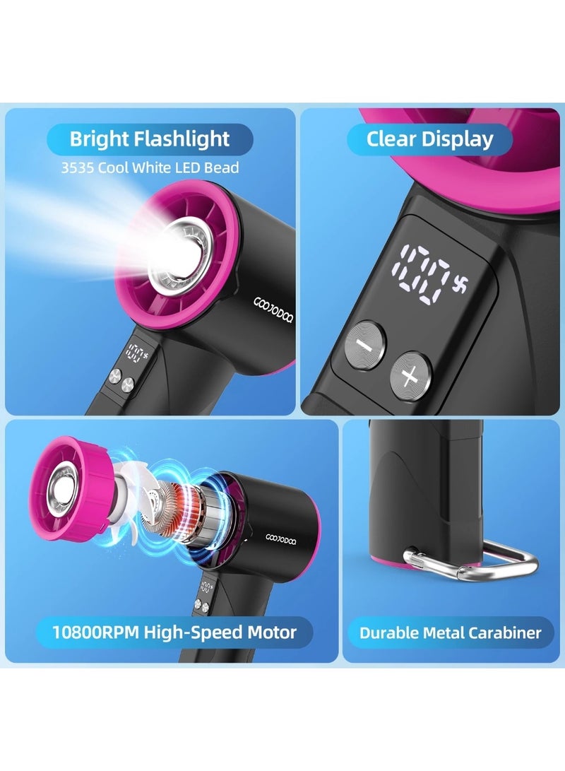 GOOJODOQ GFS002 Handheld Fan 100 Level Speed Fan With LED Display Flashlight - Black - Image 4