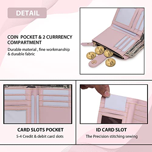 SAMTROH Small Women's Wallet -PU Leather Multi Wallets | Credit Card Holder | Coin Purse Zipper -Small Secure Card Case/Gift Wallet for Women and Girls (Pink) - Image 4