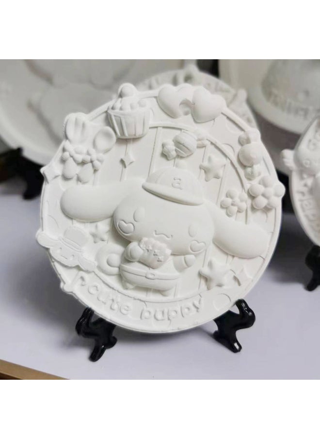 xozgdovg Liou Kulomi Gypsum Relief Painting Pendant Children's Handmade DIY Graffiti Doll Cinnamon Dog Aromatherapy Listing-Color:Cinnamon Dog Tag-1 White Embryo  - Image 1