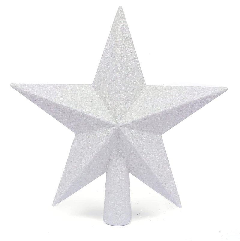 YYCRAFT زينة شجرة عيد الميلاد على شكل نجمة لامعة 10 بوصة بيضاء