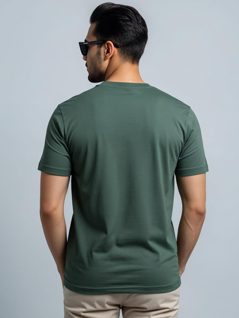 ADRO 100% Cotton Lycra Tshirts for Men | Regular Fit T-Shirt | Printed T Shirt for Men | Round Neck Half Sleeve Tees | Tshirt for Man | R22-M-PC-GN-2XL Green - Image 3