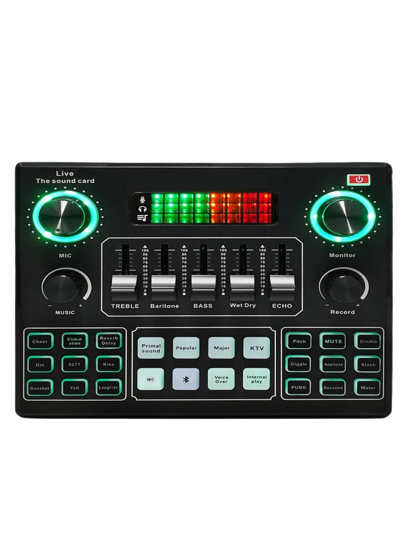 Generic Live Sound Card Audio Mixer, Bluetooth Audio Mixer, Podcast Audio Interface with DJ Mixer Effects, Podcast Production Studio Equipment, Prefect for Streaming/Podcasting/Gaming  - Image 1