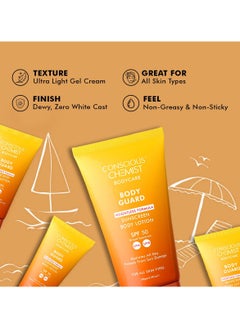 CONSCIOUS CHEMIST Sunscreen SPF 50 | 150g | Sunscreen for Oily Skin, Instant Cooling, De-tan SPF Body Lotion, Niacinamide with Ceramides & Betaine, UVA/UVB Protection, Reduces Dark Spots, All Skin Types  - Image 5