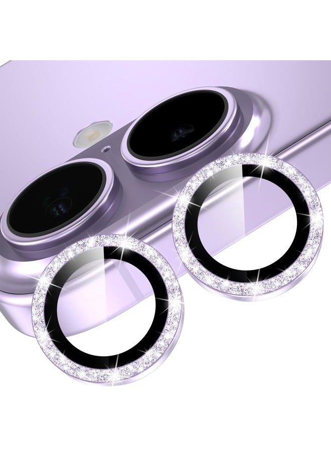 YWXTW Camera Lens Protector for iPhone 17, Individual Bling Glitter Metal Ring Tempered Glass Camera Screen Protector for iPhone 17 Accessories, Case Friendly (Glitter Purple) - Image 1