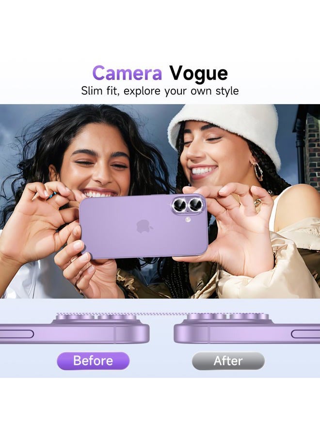 YWXTW Camera Lens Protector for iPhone 17, Individual Bling Glitter Metal Ring Tempered Glass Camera Screen Protector for iPhone 17 Accessories, Case Friendly (Glitter Purple) - Image 4