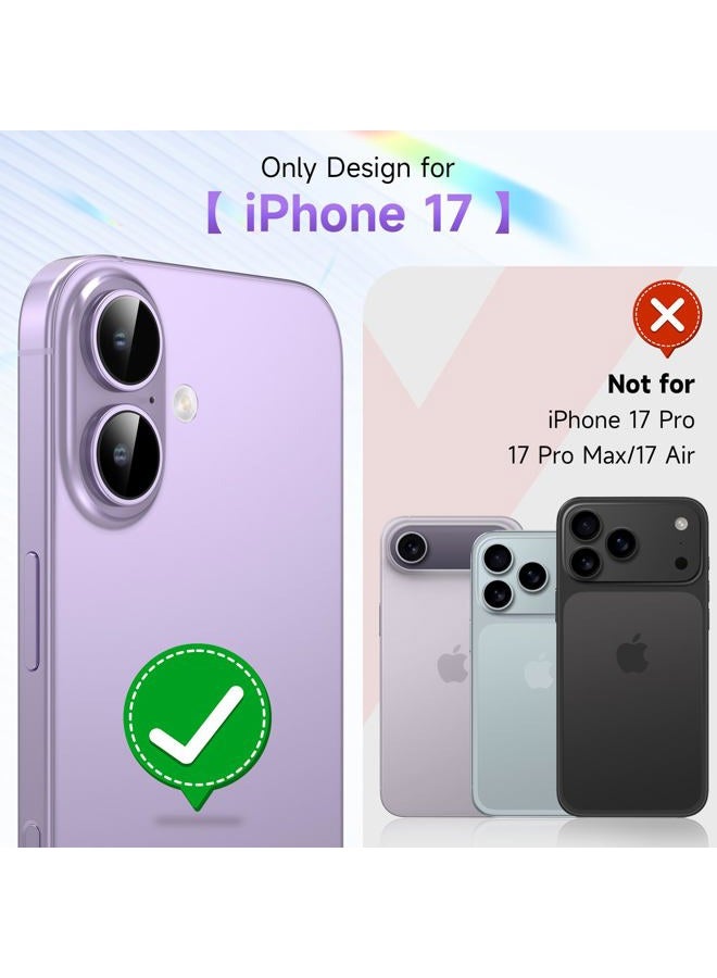 YWXTW Camera Lens Protector for iPhone 17, Individual Bling Glitter Metal Ring Tempered Glass Camera Screen Protector for iPhone 17 Accessories, Case Friendly (Glitter Purple) - Image 2