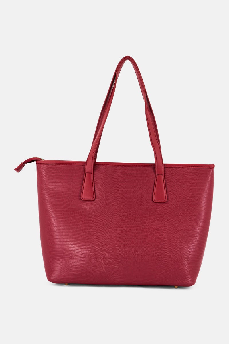 Lavie حقيبة توت نسائية بشعار ماركة ليز شيري، ماروني - Image 2