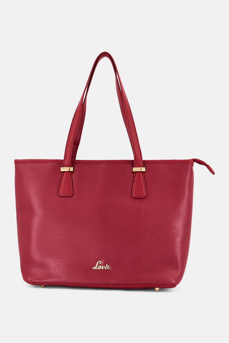 Lavie حقيبة توت نسائية بشعار ماركة ليز شيري، ماروني - Image 1