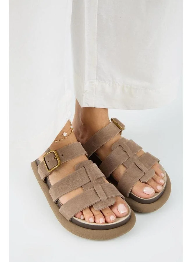Manijero  Borde Women's Real Leather Strapped, Buckle Nubuck Violet Slippers. for Women | Best Price UAE