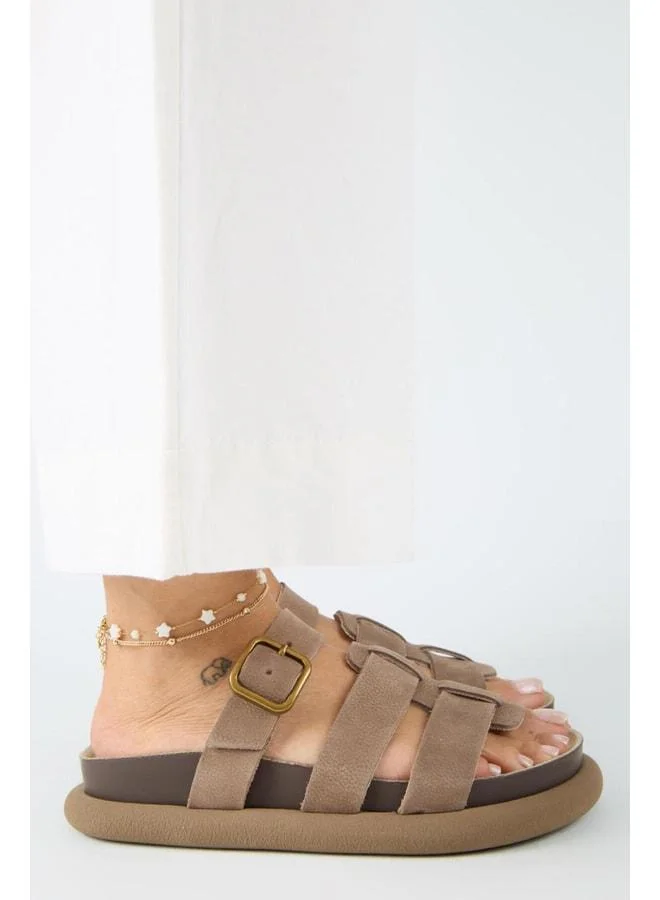 Manijero  Borde Women's Real Leather Strapped, Buckle Nubuck Violet Slippers. for Women | Best Price UAE