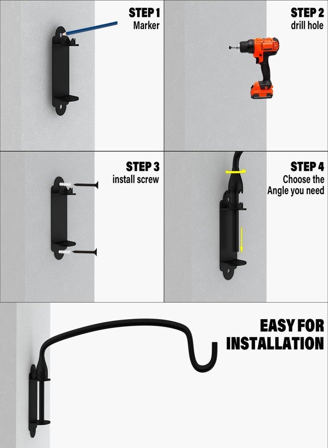 جاركوب حامل نباتات معلق شديد التحمل من جاركوب، خطافات تثبيت جدارية لتعليق مغذيات الطيور، حامل زهور، فوانيس معدنية مقاومة للصدأ، 12 بوصة - Image 4