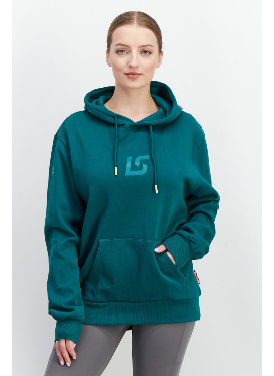 Aston Martin Women Hooded Long Sleeves Fleece Sweatshirt, Green  - Image 1