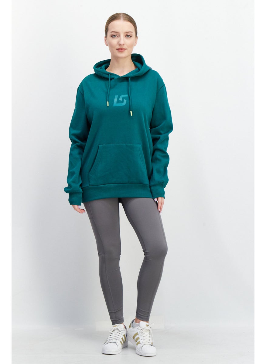Aston Martin Women Hooded Long Sleeves Fleece Sweatshirt, Green  - Image 2
