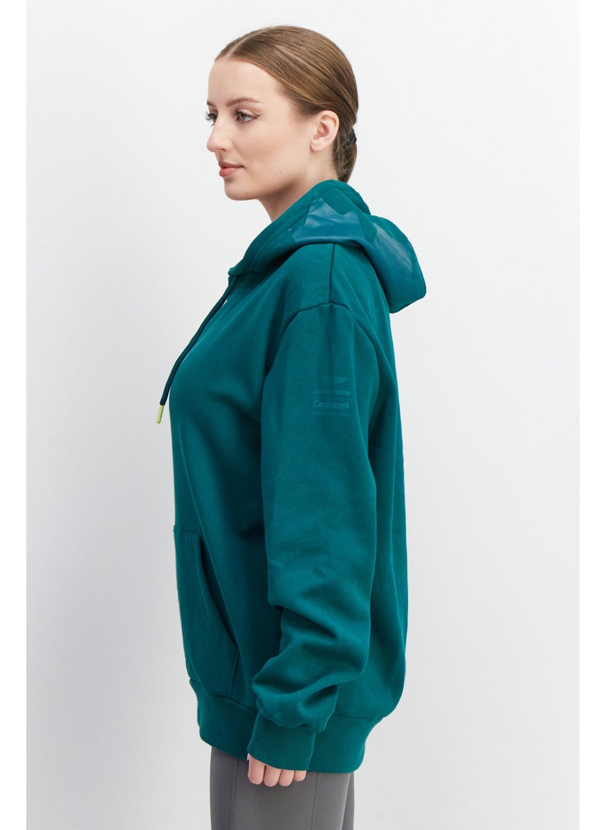 Aston Martin Women Hooded Long Sleeves Fleece Sweatshirt, Green  - Image 3
