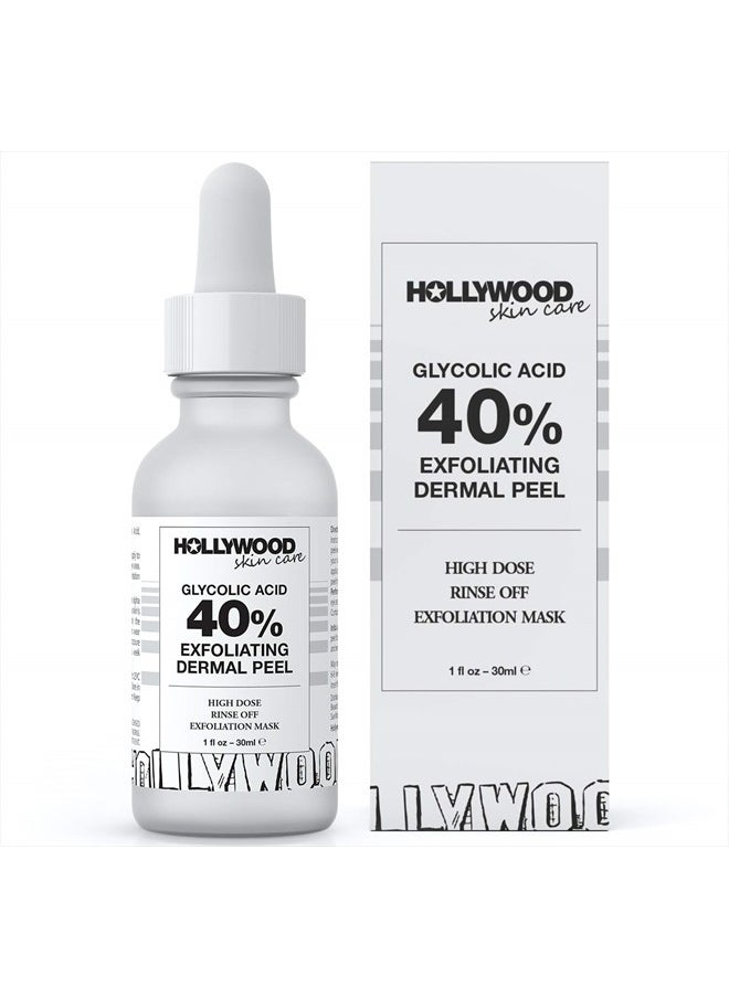 Hollywood Skincare HOLLYWOOD Glycolic Acid Professional Chemical Peel for Face at Home - Intense Alpha Hydroxy Acid Skin Peel For Acne Scars, Collagen Boost, Wrinkles, Fine Lines - Liquid Exfoliant for Face Peel Mask  - Image 1
