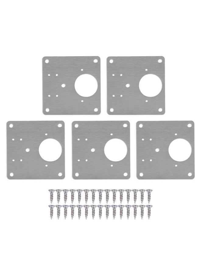 Thoraya 5 Sets Cabinet Hinge Repair Plate Stainless Steel Mounting Screws Door Hinge Repair Brackets  - Image 1