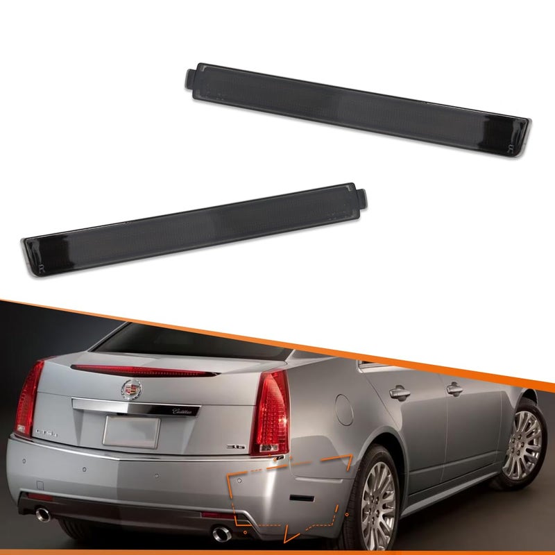 ADIIL Smoked Cover Lens Rear Bumper Side Marker Light Reflectors Assembly For 20082013 Cadillac CTS CTSV