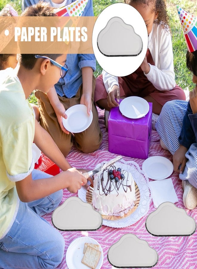 Amosfun 8pcs/set Disposable Paper Plates Cloud Shaped Food Plate for Birthday Party Bridal Shower Wedding Supplies - Image 4