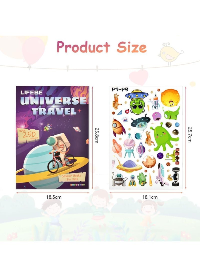 KASTWAVE Sticker Books, KASTWAVE 2Pcs Reusable Sticker Book Learning Toys for 2 to 6 Years Old Boys Girls, Dinosaur Park and Space Travel Sticker Books for Toddler Educational Sticker Toy  - Image 4