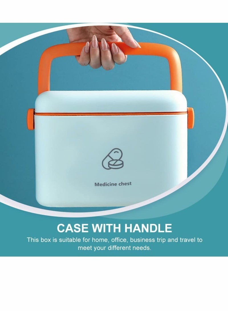 Y&D Family Medicine Storage Box Household Lockable Medication Multi Layer First Aid Organizer Sundries Container for Home Office S Light Blue - Image 2