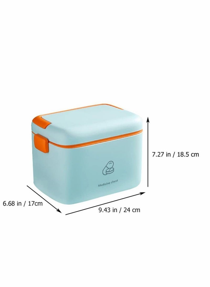 Y&D Family Medicine Storage Box Household Lockable Medication Multi Layer First Aid Organizer Sundries Container for Home Office S Light Blue - Image 4
