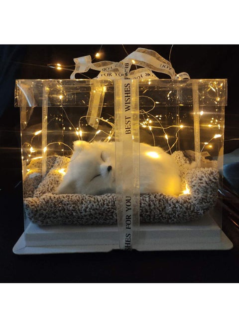 Net Red Charcoal Bag Simulation Cat Dog Fox Girl Heart Creative Use Walking Heart Valentine's Day Gift-Color:Large Bamboo Charcoal White Fox Not Called Transparent Gift Box With Lights