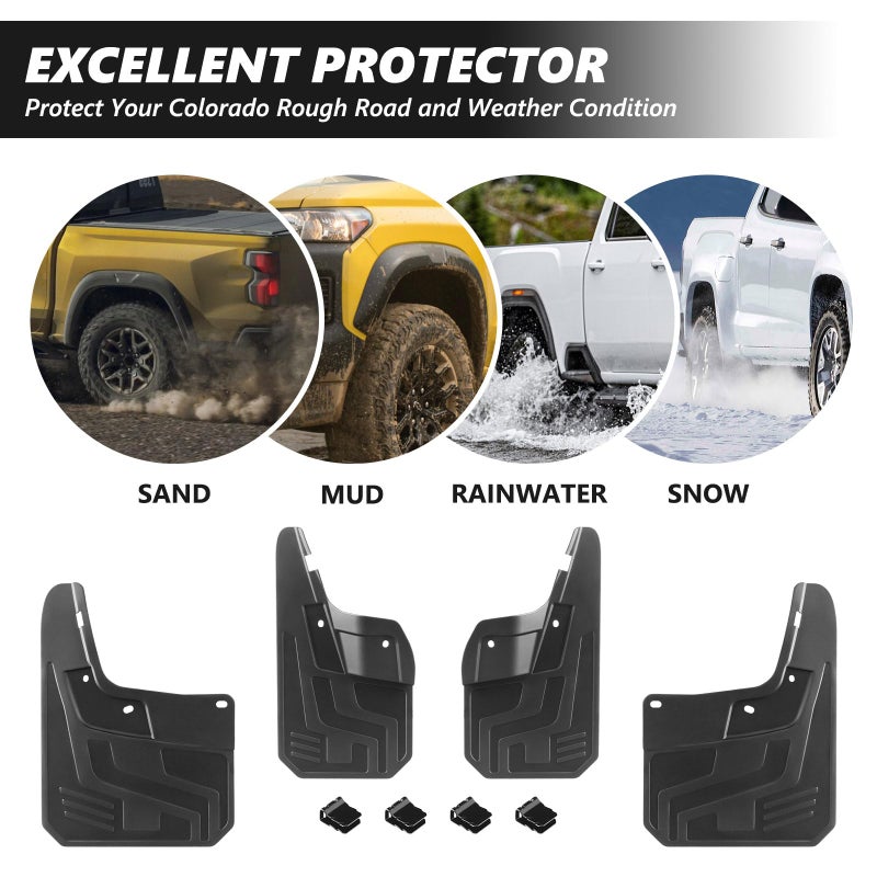 TECHPICCO Mud Flaps Fit for Chevy Colorado Z71 WT LT 2023 2024 2025 2026, Mud Guards 4pcs Fender Guards Compatible with Chevrolet Colorado Accessories 2023-2026 (Not Fit for GMC Canyon) - Image 3