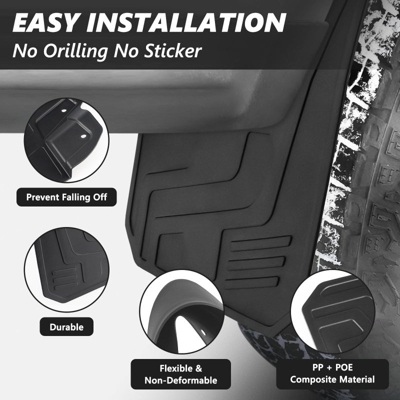 TECHPICCO Mud Flaps Fit for Chevy Colorado Z71 WT LT 2023 2024 2025 2026, Mud Guards 4pcs Fender Guards Compatible with Chevrolet Colorado Accessories 2023-2026 (Not Fit for GMC Canyon) - Image 5