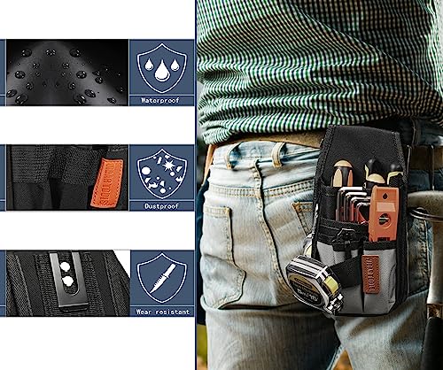 VIDAR TOOLS Small Tool Pouch with Belt Clip,Tool Pouch Bag.Tool Belt Pouches,Electrician Tool Pouch.Mini Organizer Pocket Attachment for Tool Belt,5 Pockets and Heavy-Duty Metal Belt Clip Attachment.… - Image 3