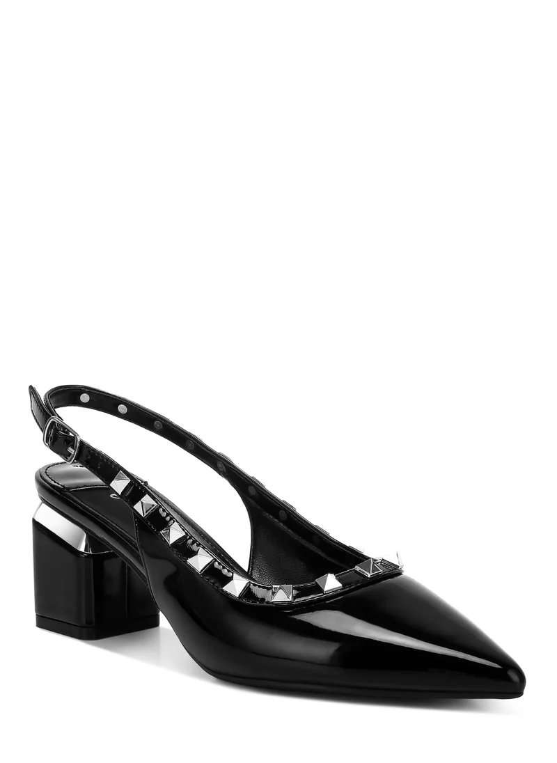 London Rag Stud Embellished Slingback Sandals in Black