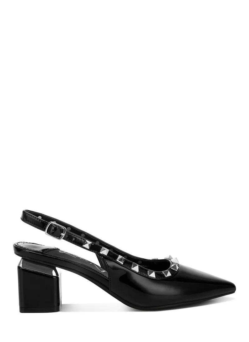 London Rag Stud Embellished Slingback Sandals in Black