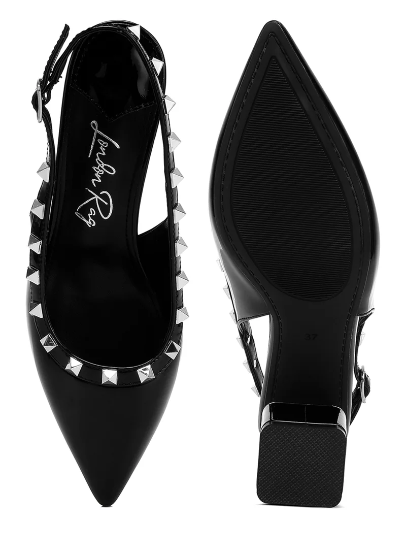 London Rag Stud Embellished Slingback Sandals in Black