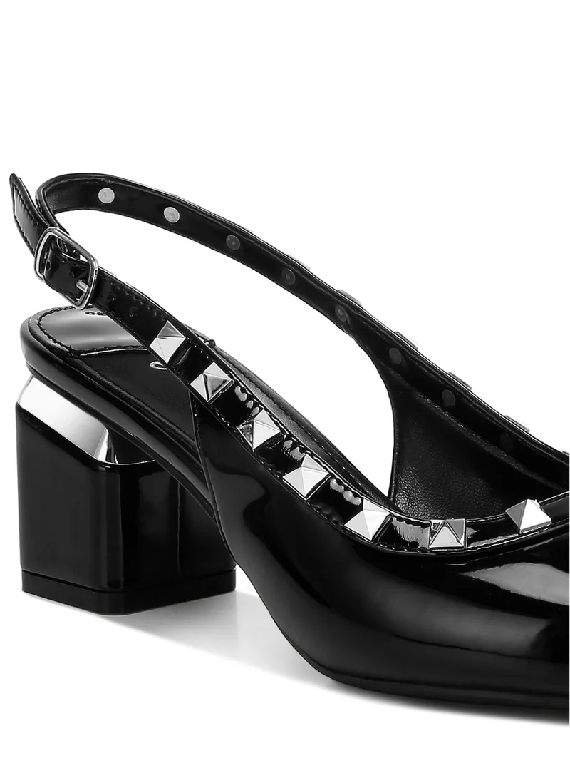 London Rag Stud Embellished Slingback Sandals in Black