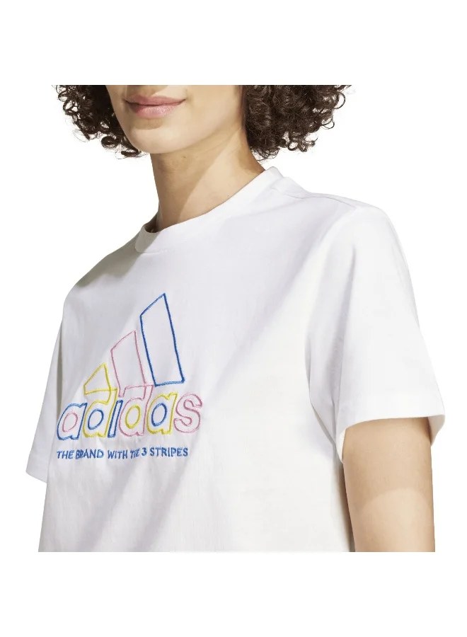 adidas adidas W Xpress Logo T White Training T-Shirts 2XS